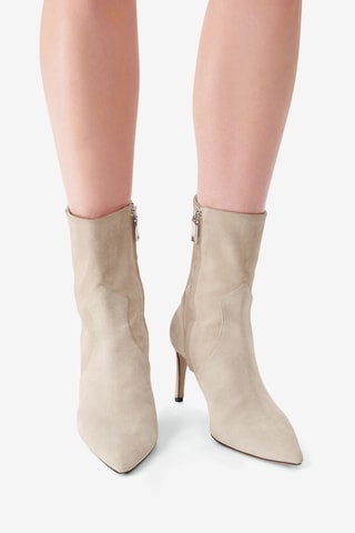 Nubuck Enkellaarzen met Hak Davy Match - Beige