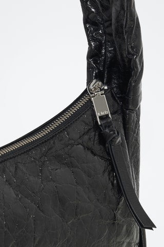 Leren Trendy Handtas Noue Baguette Wrinkle - Zwart