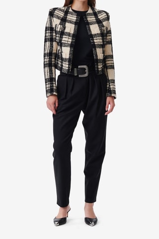 Wollen en Alpacawollen Jasje Xelina - Ecru en Zwart