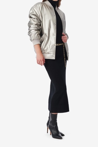 Lamsleren Bomberjack Morel - Zilverkleurig