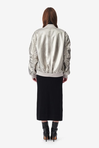 Lamsleren Bomberjack Morel - Zilverkleurig