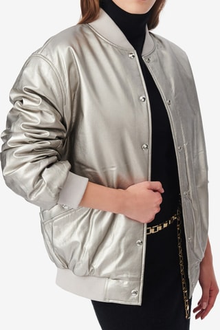 Lamsleren Bomberjack Morel - Zilverkleurig
