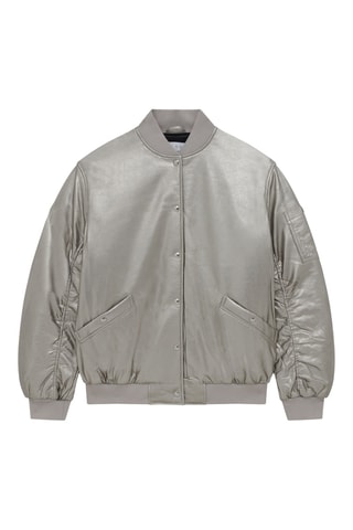 Lamsleren Bomberjack Morel - Zilverkleurig