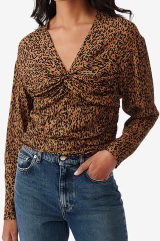 Zijde Top Erneste - Camel en Zwart