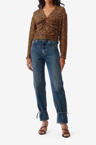 Zijde Top Erneste - Camel en Zwart