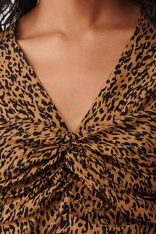 Zijde Top Erneste - Camel en Zwart