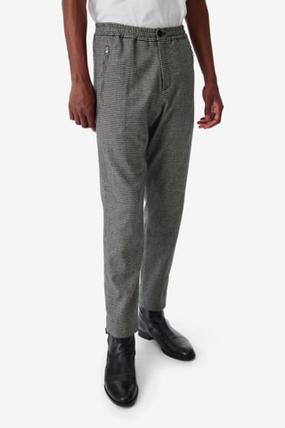 Rechte Wollen Broek Robby - Zwart en Ecru