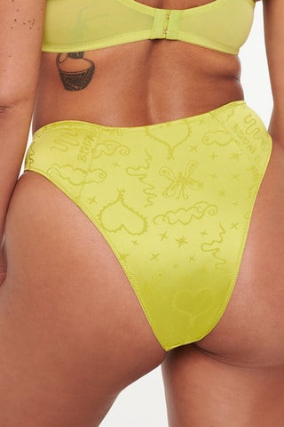 Satijnen Tanga Hoge Taille Heavenly Satin - Geel