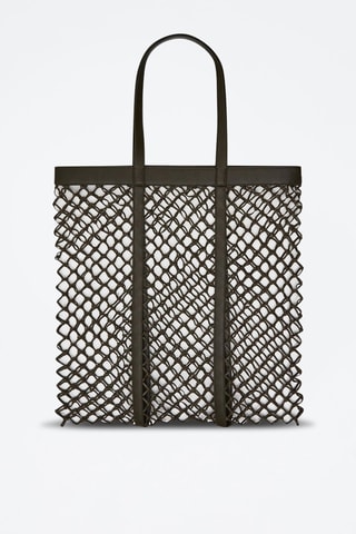 Tote bag tressé en cuir et sac pochette en lin - Kaki