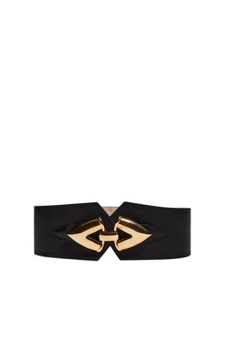 Ceinture bandeau en cuir maxi boucle - Noir