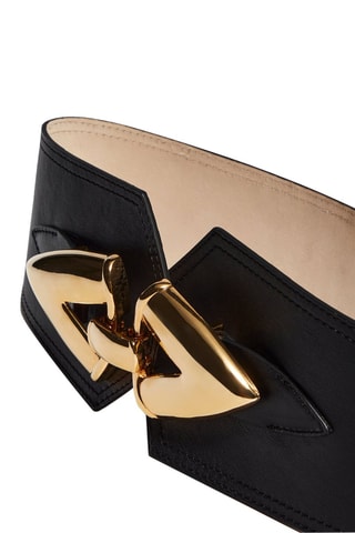 Ceinture bandeau en cuir maxi boucle - Noir