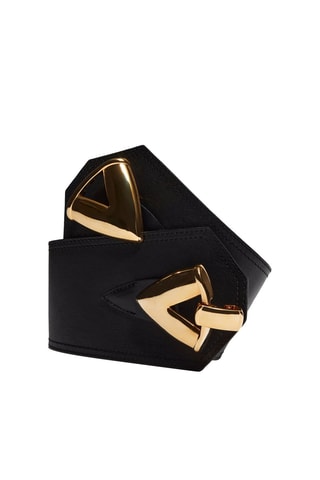 Ceinture bandeau en cuir maxi boucle - Noir