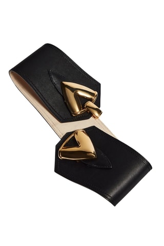 Ceinture bandeau en cuir maxi boucle - Noir