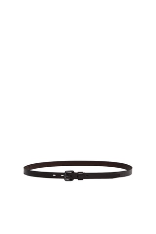 Ceinture fine en cuir avec boucle carrée - Studio - Noir
