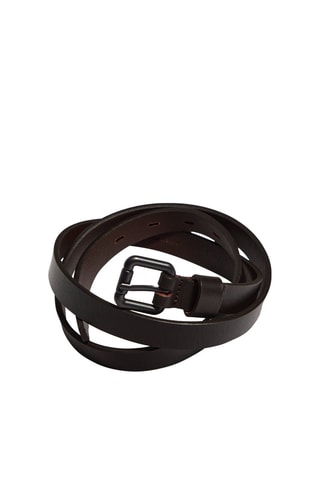 Ceinture fine en cuir avec boucle carrée - Studio - Noir