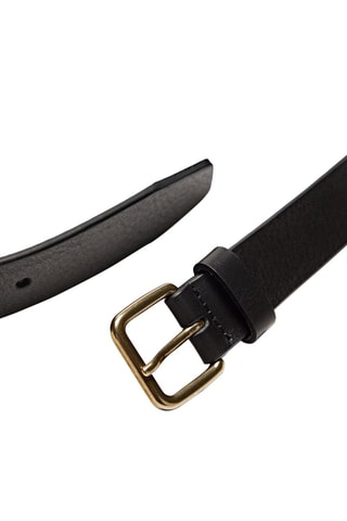 Ceinture en cuir avec boucle dorée - Noir