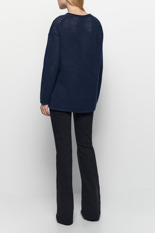 Pull oversize ajouré laine - Bleu marine