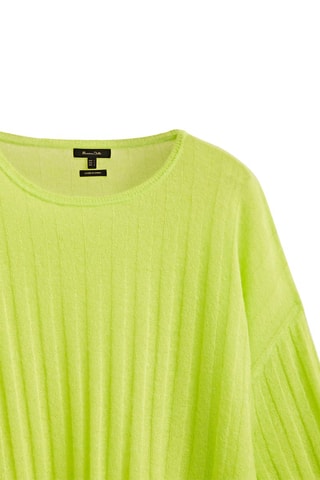 Pull cape large maille côtelée - Vert citron