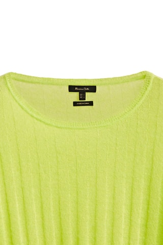 Pull cape large maille côtelée - Vert citron