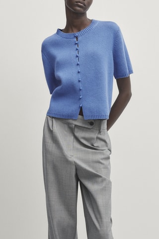 Gilet maille boutons céramique - Ciel