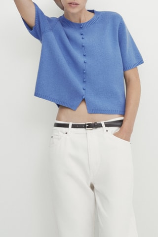 Gilet maille boutons céramique - Ciel