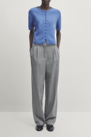 Gilet maille boutons céramique - Ciel