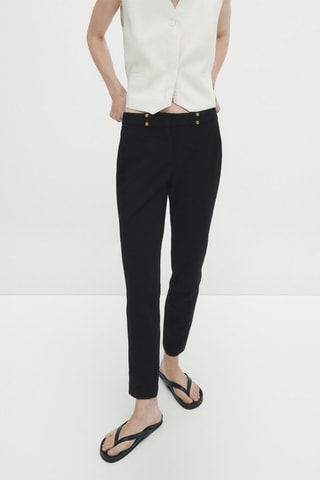 Pantalon stretch boutons dorés - Noir