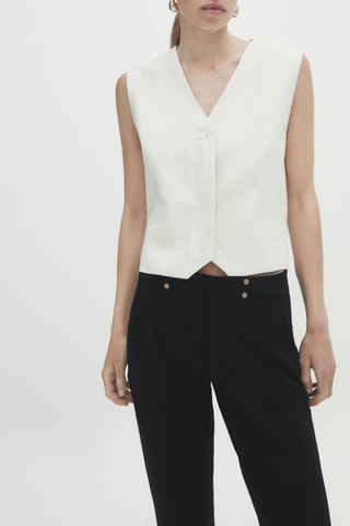 Pantalon stretch boutons dorés - Noir