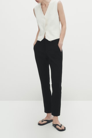 Pantalon stretch boutons dorés - Noir