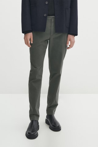 Pantalon chino texturé ottoman coupe slim - Kaki