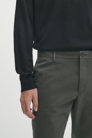 Pantalon chino texturé ottoman coupe slim - Kaki