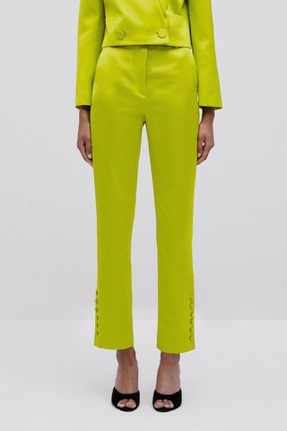 Pantalon satiné boutons - Studio - Vert citron