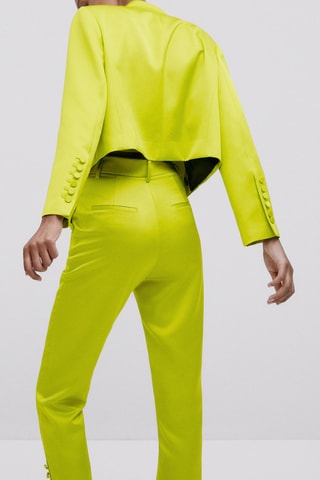 Pantalon satiné boutons - Studio - Vert citron