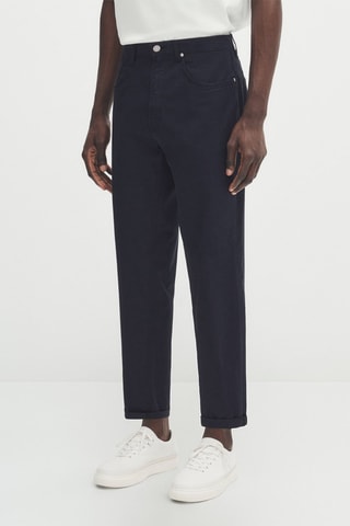 Pantalon jean popeline relaxed fit - Bleu marine