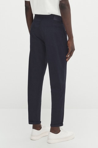 Pantalon jean popeline relaxed fit - Bleu marine