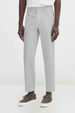 Pantalon jean popeline relaxed fit - Gris clair