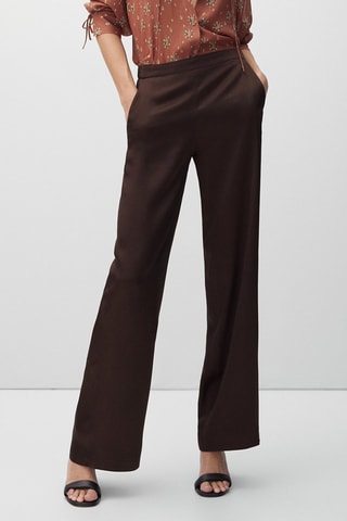 Pantalon fluide satiné - Marron