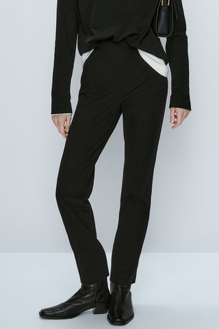 Pantalon slim fit en coton mélangé - Noir