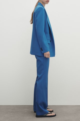 Pantalon de costume en laine mélangée couture centrale - Bleu clair