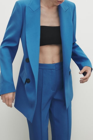 Pantalon de costume en laine mélangée couture centrale - Bleu clair