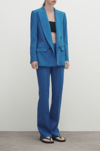 Pantalon de costume en laine mélangée couture centrale - Bleu clair