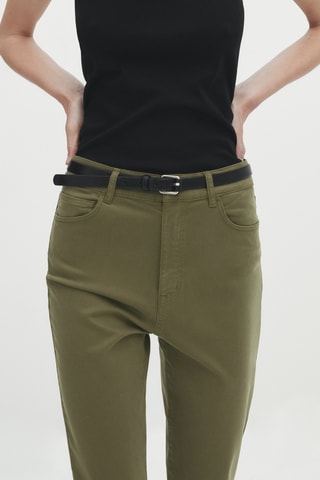 Pantalon taille mi-haute slim cropped - Vert olive