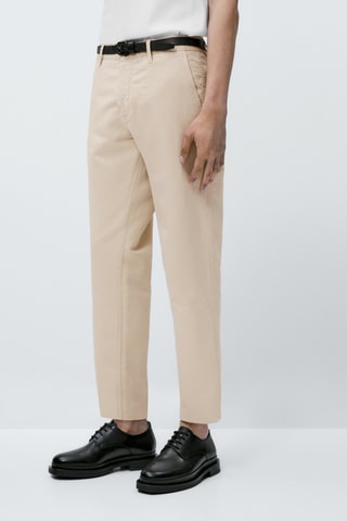 Pantalon chino avec du lin tapered fit - Beige