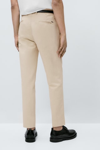 Pantalon chino avec du lin tapered fit - Beige