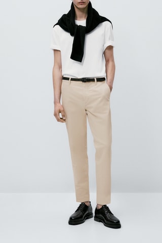 Pantalon chino avec du lin tapered fit - Beige