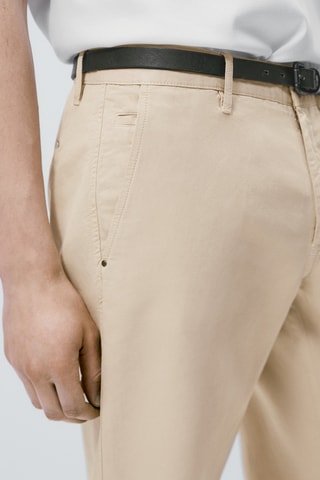 Pantalon chino avec du lin tapered fit - Beige
