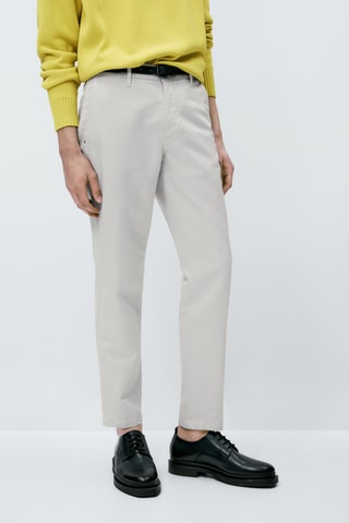 Pantalon chino avec du lin tapered fit - Gris