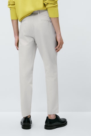Pantalon chino avec du lin tapered fit - Gris
