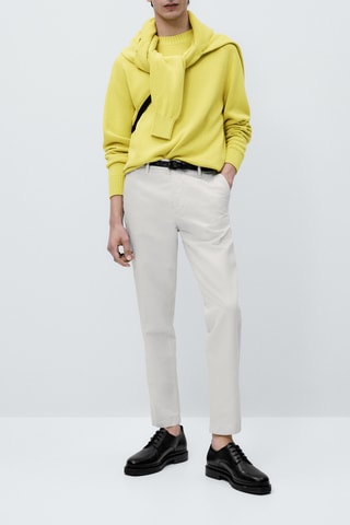 Pantalon chino avec du lin tapered fit - Gris