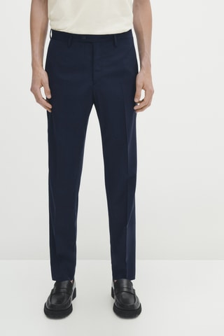 Pantalon de costume bleu en laine - Bleu marine